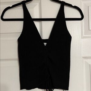 She + Sky Black V-Neck Tank